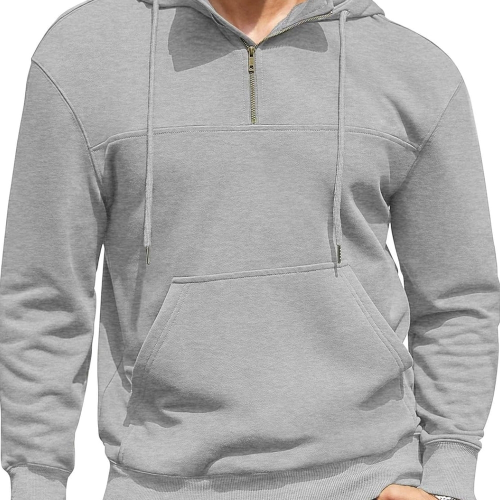 Gray Cotton-Blend Sweatshirt with Ribbed Cuffs
